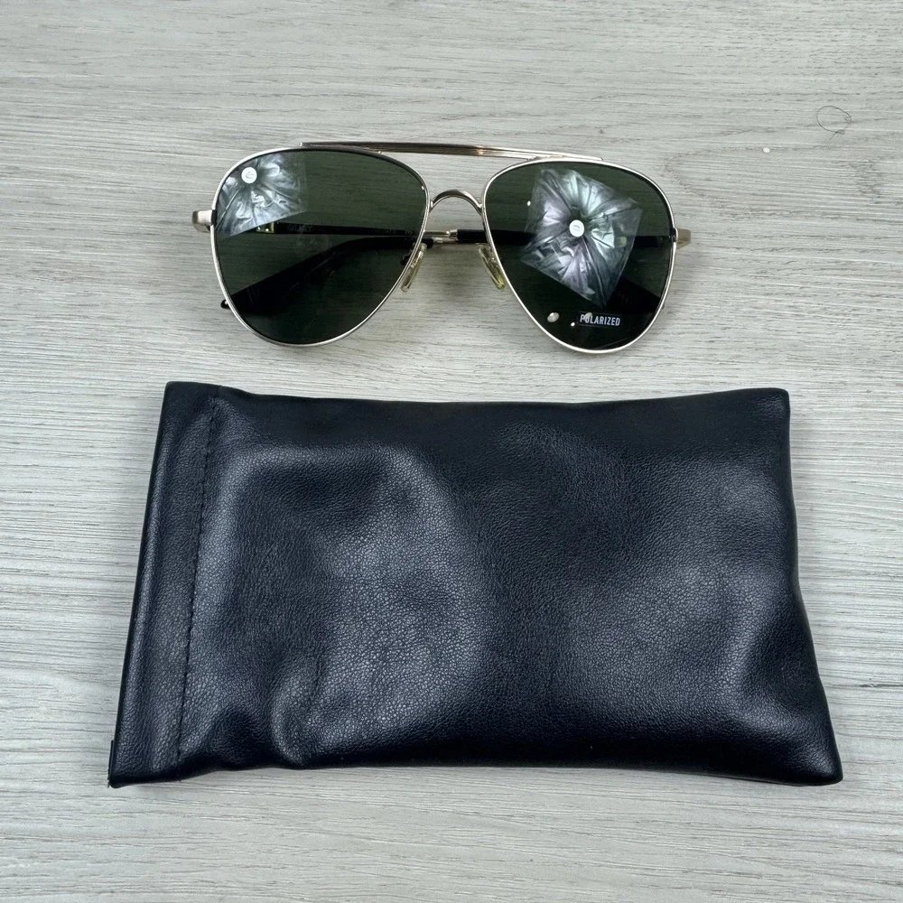 Quay Free Fall Polarized Aviator Sunglasses Gold Frame Green Lens